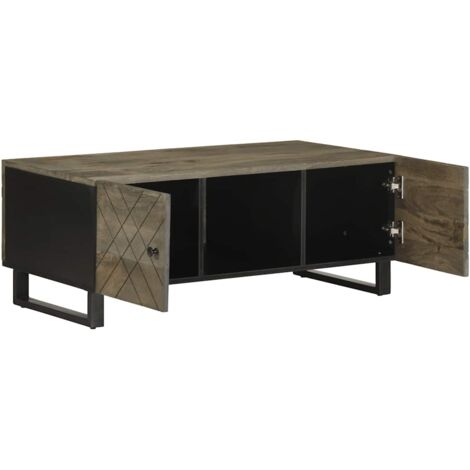 Table basse，Table d'appoint，Table de Salon noir 100x54x40 cm bois massif de manguier CFW31612