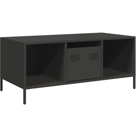 Table basse，Table d'appoint，Table de Salon noir 101,5x50x43,5 cm acier laminé à froid CFW60867