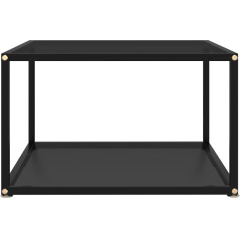 Table basse，Table d'appoint，Table de Salon Noir 60x60x35 cm Verre trempé CFW77559