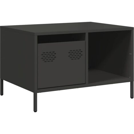 Table basse，Table d'appoint，Table de Salon noir 68,5x50x43,5 cm acier laminé à froid CFW42175
