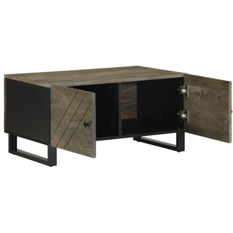 Table basse，Table d'appoint，Table de Salon noir 80x50x40 cm bois massif de manguier CFW35837