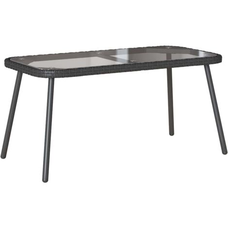 Table basse,Table d'appoint,Table de Salon Noir 90 x 45 x 43 cm Poly Rattan et verre CFW88800