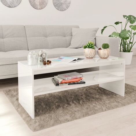 DESIGN IN Table basse，Table de Salon Blanc brillant 100 x 40 x 40 cm Aggloméré vidaXL vidaXL
