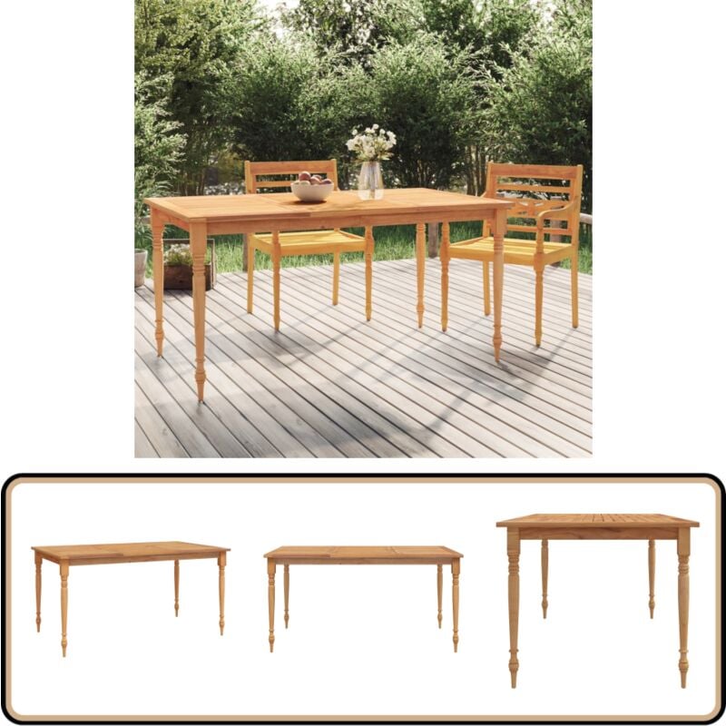 Vidaxl - Table Batavia 150x90x75 cm Bois de teck solide - Table De Jardin - Table En Bois - Table Teck - Meubles De Jardin - Décoration Extérieur