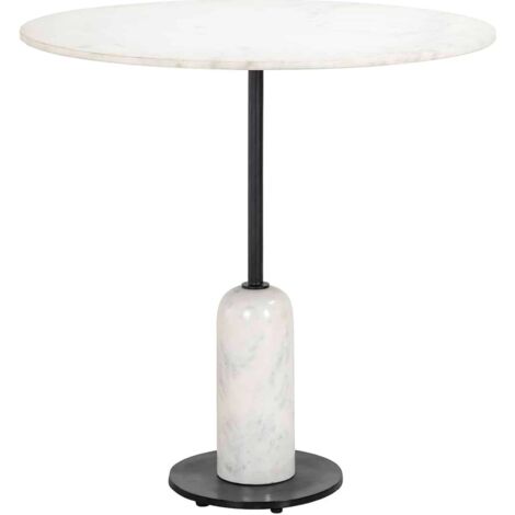 Table Bistro Élégante en Marbre - Blanc marbré avec touches noires