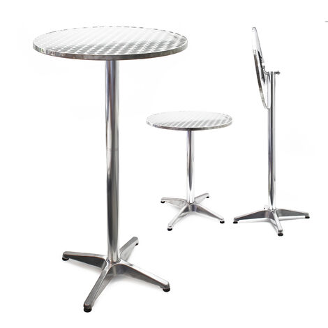 Table bistro haute de bar Aluminium Pliable Réglage en hauteur 74/114cm Ø60cm Meuble Terrasse Salon