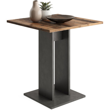 Table bistrot carrée 70x77,5 cm anthracite et marron