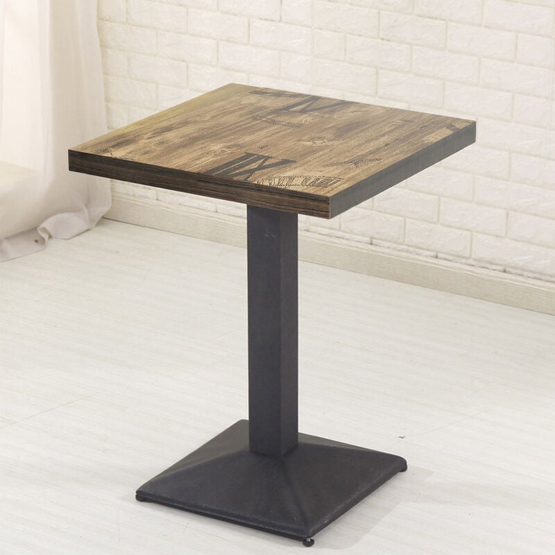 Table bistrot de jardin avec plateau carré en bois et pied en acier 606075cm style 1