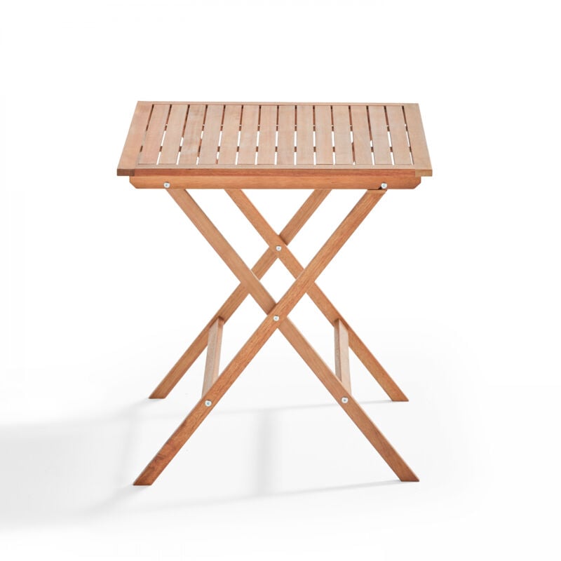 Table bistrot pliante carrée en bois d'eucalyptus