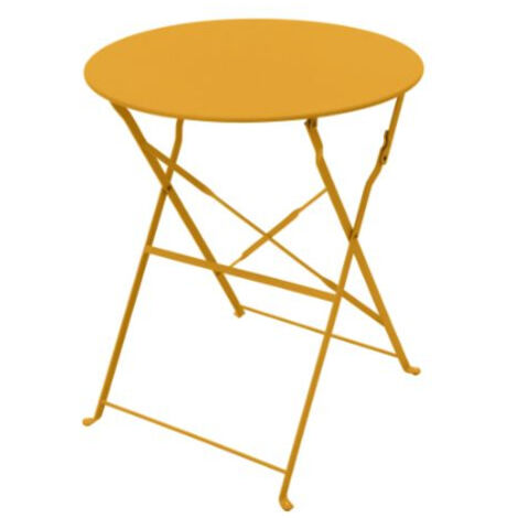 Table Bistrot Pliante Merida Ø60cm En Acier Jaune Solaire