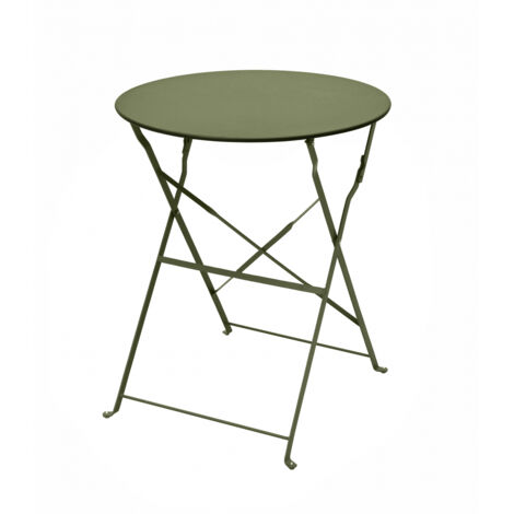 Table Bistrot Pliante Merida ø60cm En Acier Kaki