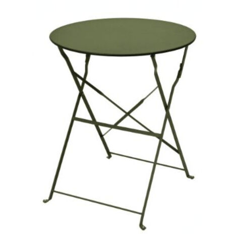 Table Bistrot Pliante Merida Ø60cm En Acier Kaki