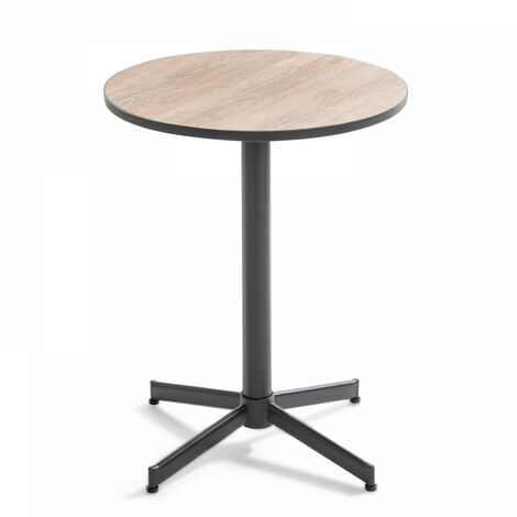 Table bistrot ronde en acier et céramique effet bois - Tivoli