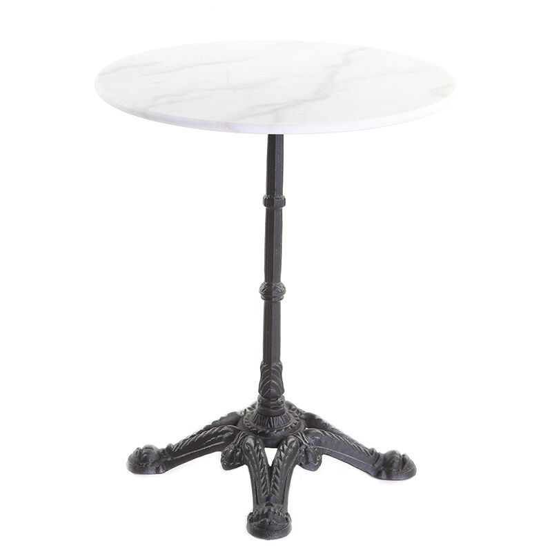 Miliboo - Table bistrot ronde en pierre minérale et métal noir L60 cm conty