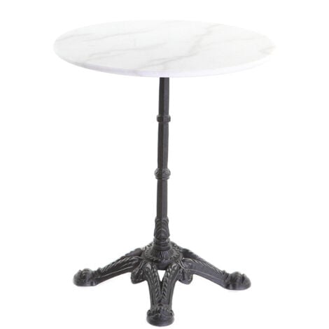 MILIBOO Table bistrot ronde en pierre minérale et métal noir L60 cm CONTY