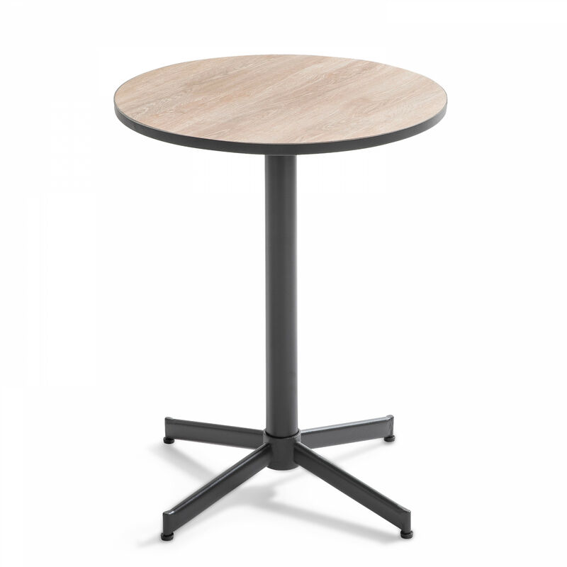 Table bistrot ronde en acier et céramique effet bois - Tivoli - Bois