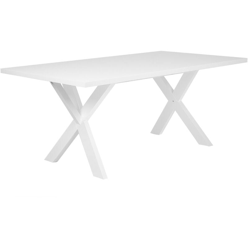 Table de Salle à Manger 180 x 100 cm en MDF et Bois Blanc pour 6 Personnes Lisala