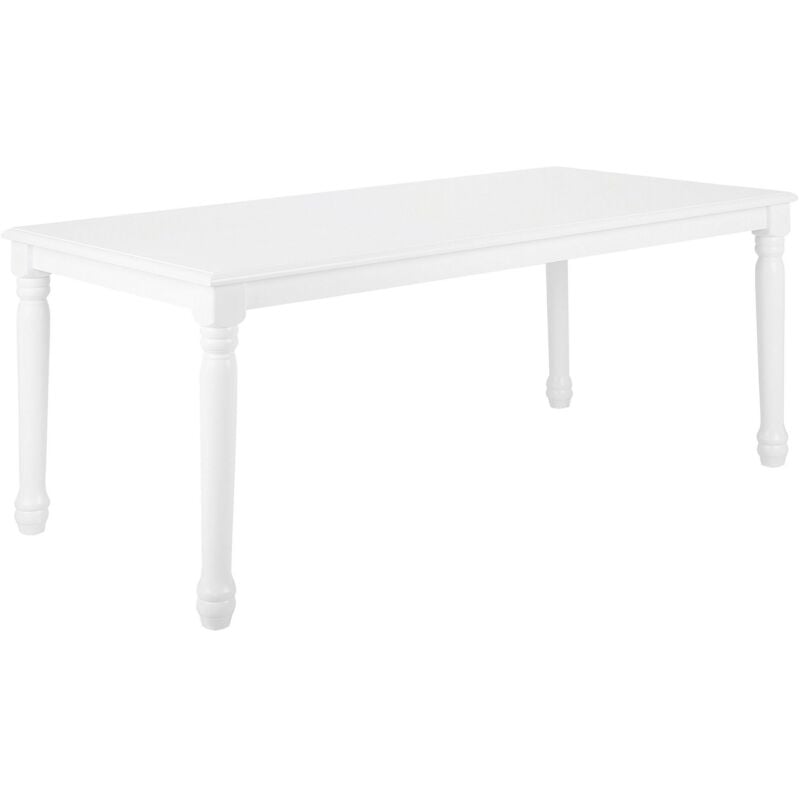 Beliani - Table à Manger 180 x 90 cm Blanche en Bois et mdf de Style Traditionnel pour Intérieur Scandinave ou Classique