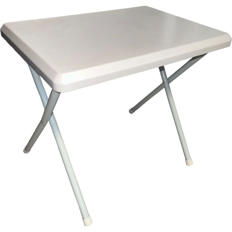 Table blanche blanche flable et plage 51x37x47h cm avec structure en acier