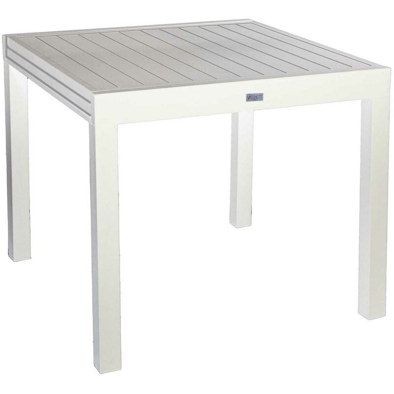 Table de jardin extensible Blanc 90/180x90 cm h 73 cm en Aluminium mod. Sullivan