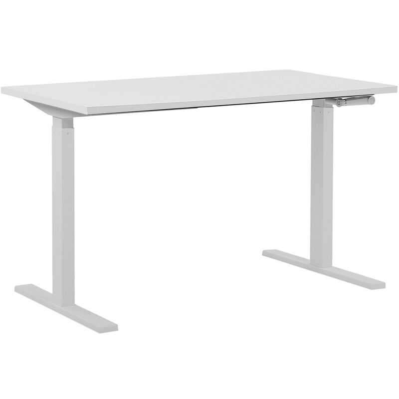 Table de bureau 130 x 72 cm blanc hauteur réglable manuellement DESTIN II
