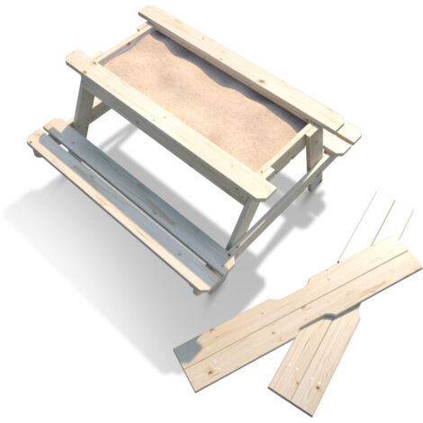 Soulet – Table bois enfant avec bac à sable intégré – Dimensions L 91,5 x l 90 x H 50 cm – Pour jeux extérieurs et goûters – Traitement fongicide recommandé