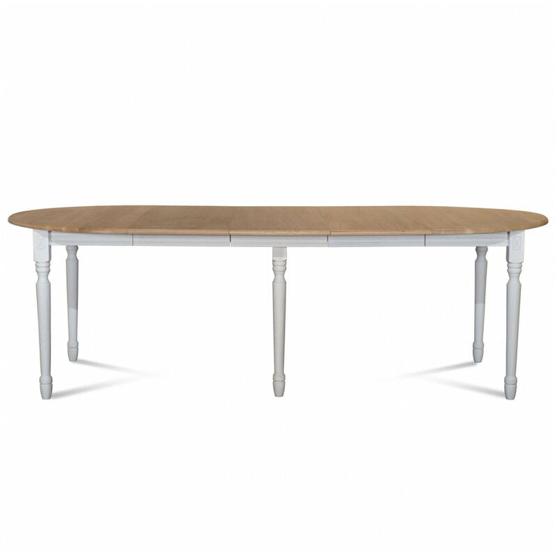 Hellin - Table ronde en bois 6 pieds tournés D105 + 3 rallonges bois - victoria