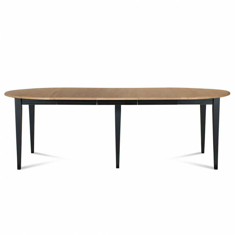 Table ronde 6 pieds fuseau D105 + 3 rallonges bois - VICTORIA
