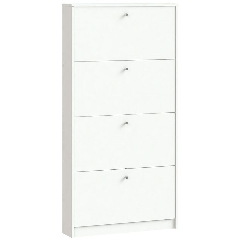 Escape Armoire à chaussures avec 4 abattants, largeur 75 cm, hauteur 148 cm, blanc.