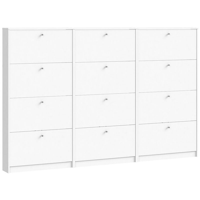 Ebuy24 - Escape Armoire à chaussures avec 12 abattants, largeur 225 cm, hauteur 148 cm, blanc
