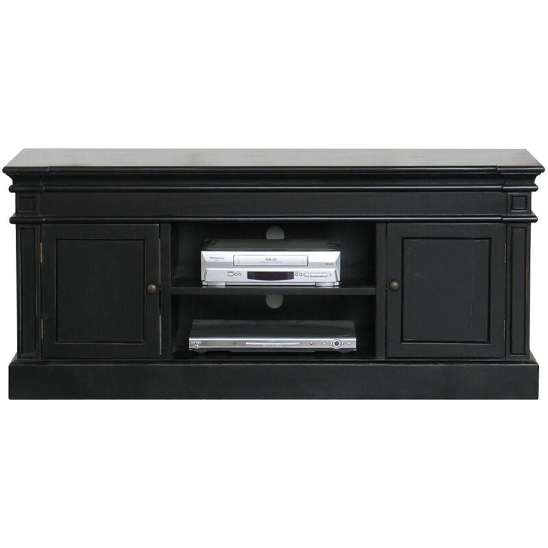 Ebuy24 - Amaretta Meuble tv largeur 137 cm, hauteur 60 cm, vintage patiné noir.