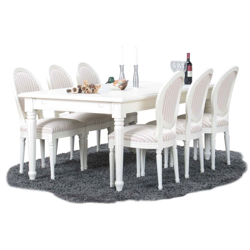 Ebuy24 - Amaretta Ensemble de salle à manger 100x180/280, 2 extensions inclues, vieux blanc avec chaises rococo vieux blanc/beige.