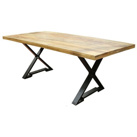 Table bois massif et pieds métal noir N°34 - Naturel