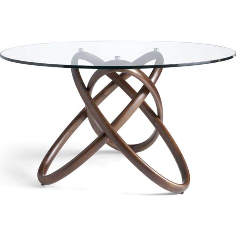 Table bois massif plateau en verre trempé