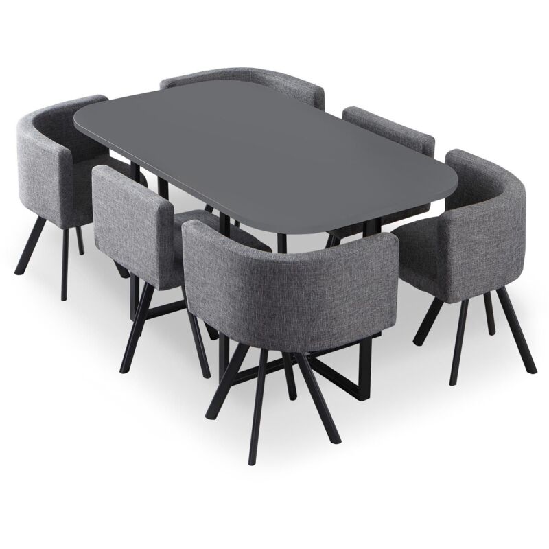 Table et chaises Oslo XL Gris et Tissu Gris Table et chaises Oslo XL Gris et Tissu Gris