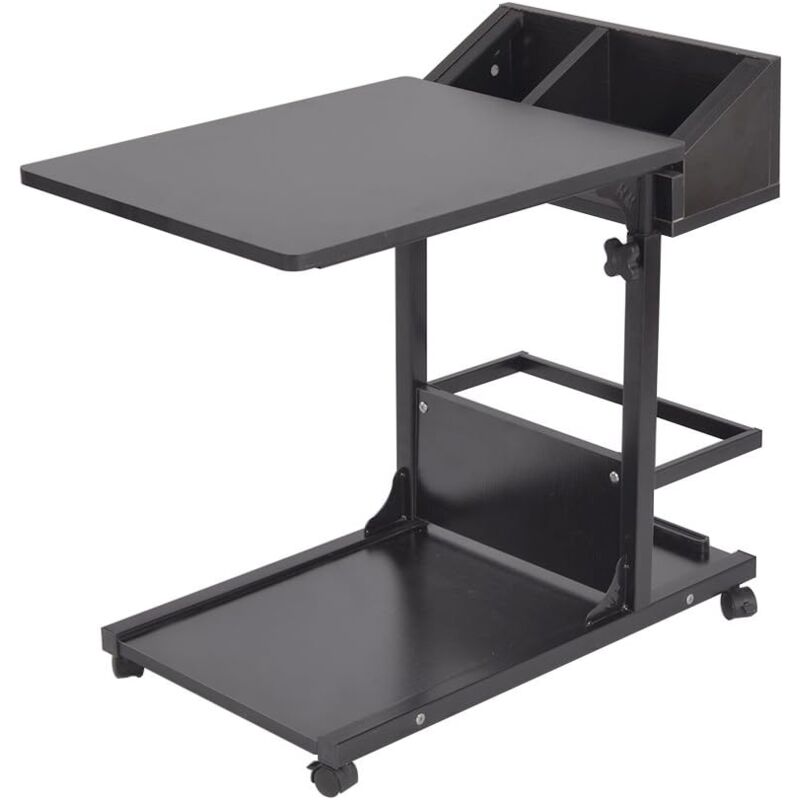Table Bouts de Canapé Table Appoint Table de Soins Table de Chevet Table Ordinateur Réglable en Hauteur à roulettes avec Rangement de Stockage pour