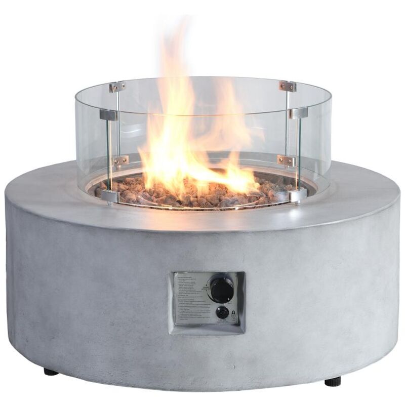 Vente-unique - Table braséro ronde au gaz en mgo effet béton - seroza