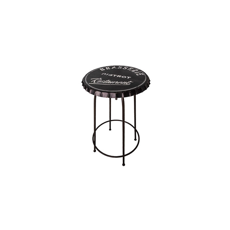 Table Brasserie ronde 60x98 à 110 cm en fer noir