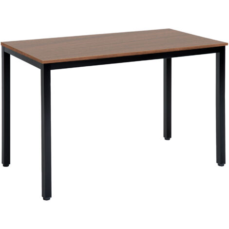 Table bureau informatique grand plateau 120L x 60l x 74H cm panneaux particules noyer métal noir