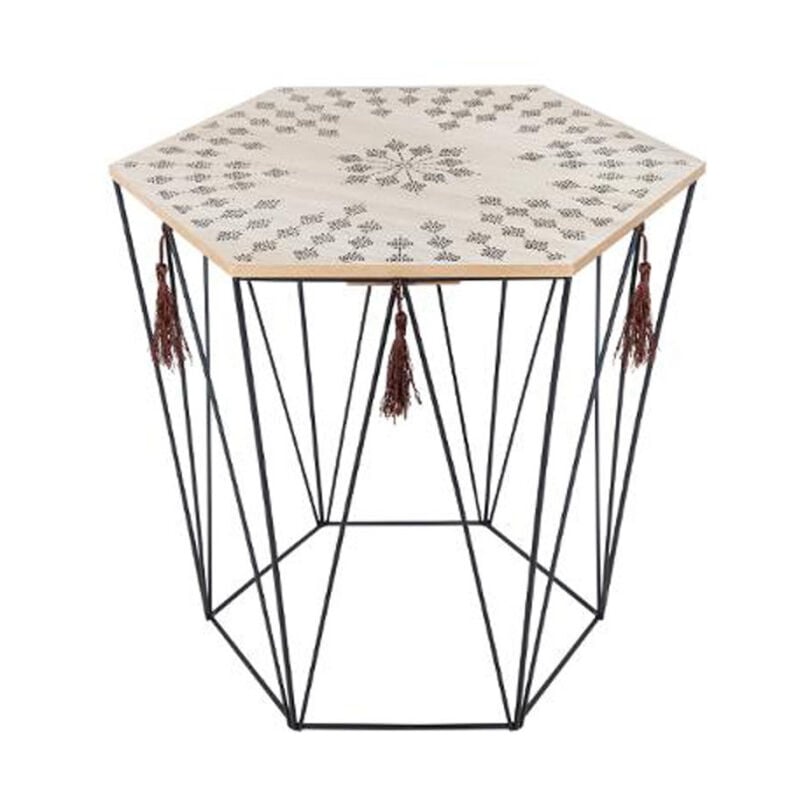 Table à Café Octogonale en Métal 'Etnik' 40cm Noir