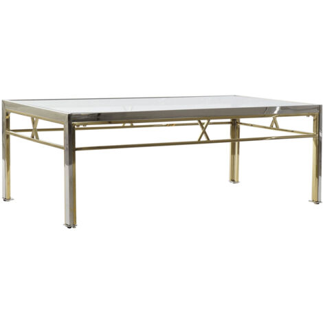 Table Café Acier Verre 110X60X40 Argenté