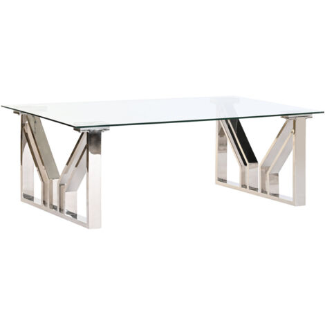 Table Café Acier Verre 130X70X45 Chrome