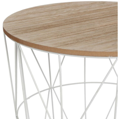 Table café déco métal Kumi Atmosphera - Couleur: Blanc