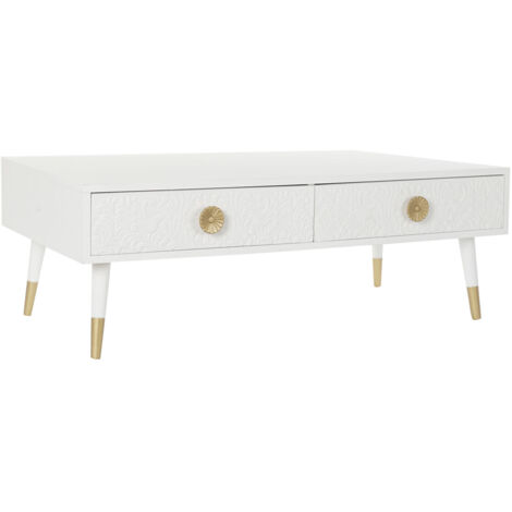 Table Café Mdf Sapin 120X65X42 Mandala Blanc