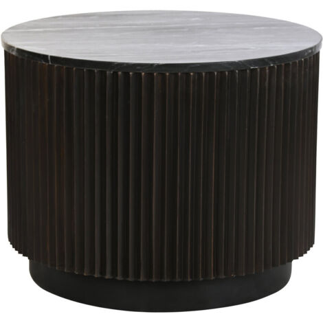 Table Café Métal Marbre 61X61X41 Noir