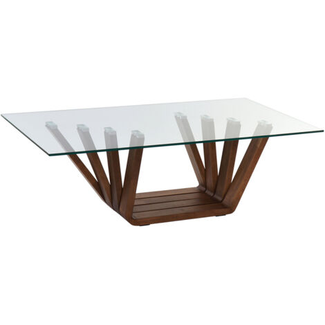 Table Café Noyer Verre 130X70X42 10 Mm, Naturel