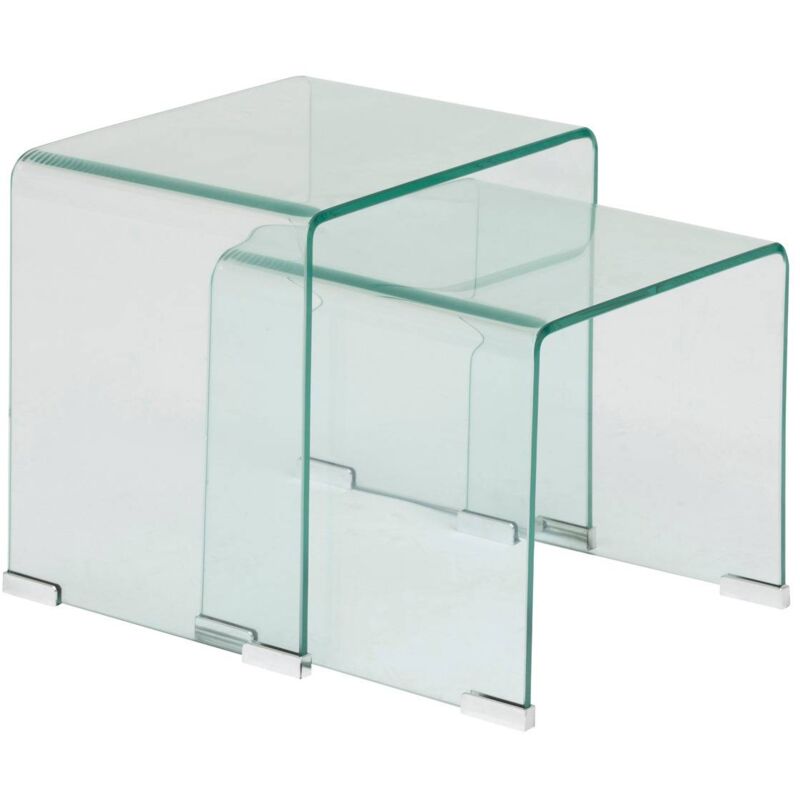 2 tables gigognes Lenia transparent 51x47x30cm Atmosphera créateur d'intérieur