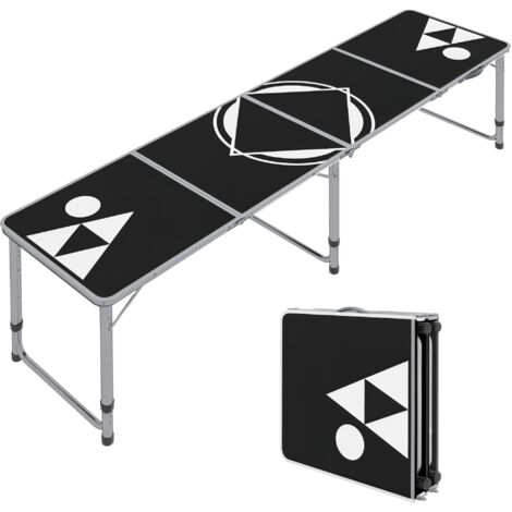 Table camping pliable facilement réglable hauteur cadre aluminium 240x60x54/62/70 cm noir