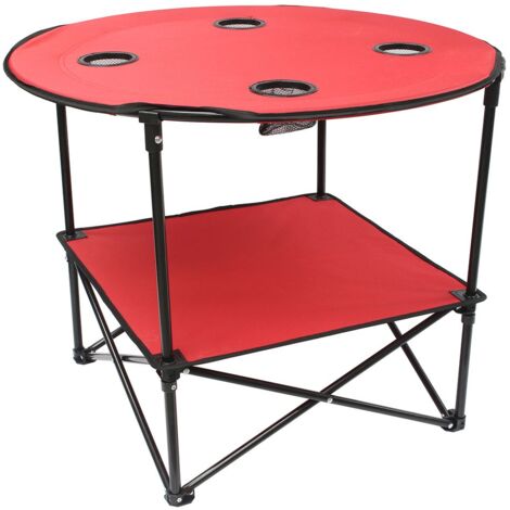 Table camping pliante en tissu - - Rouge