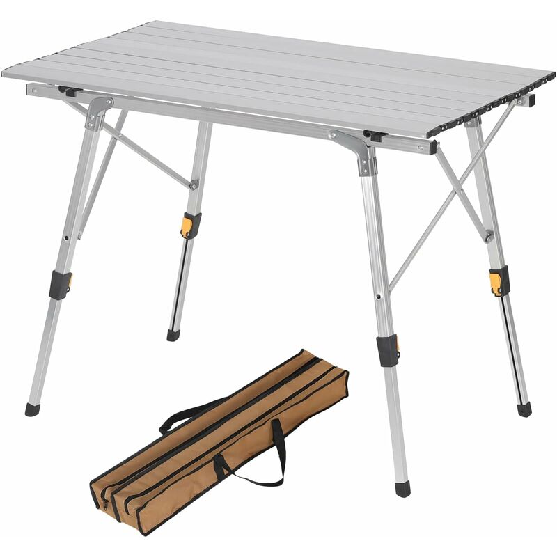 Table Camping Pliante Portable 90x52x45cm, Table de Jardin en Aluminium avec Hauteur Réglable(45-72cm), Petite Table Basse Pique-Nique Randonnée
